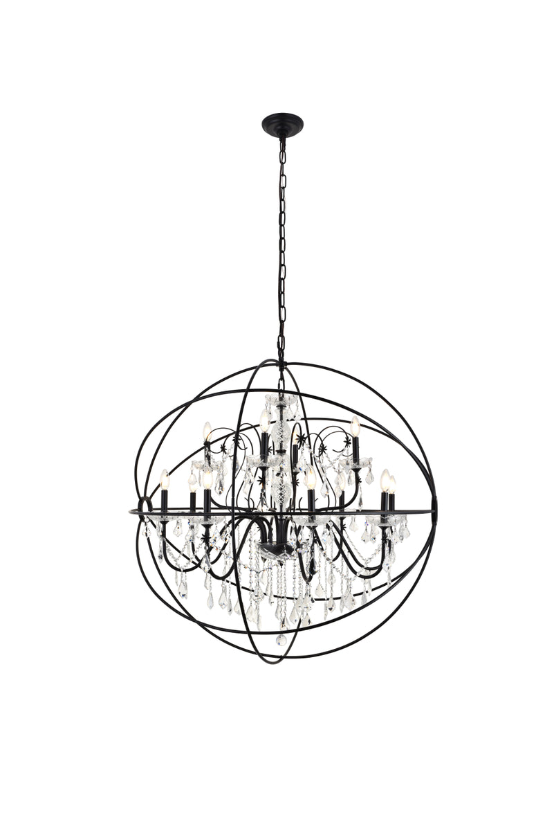 Cordelia 12 Light black Crystal Pendant