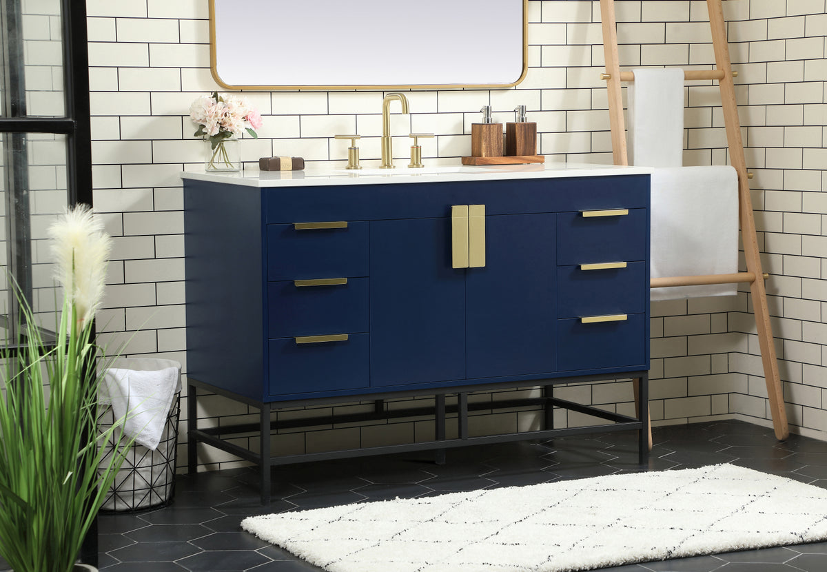 48 inch Single bathroom vanity in blue