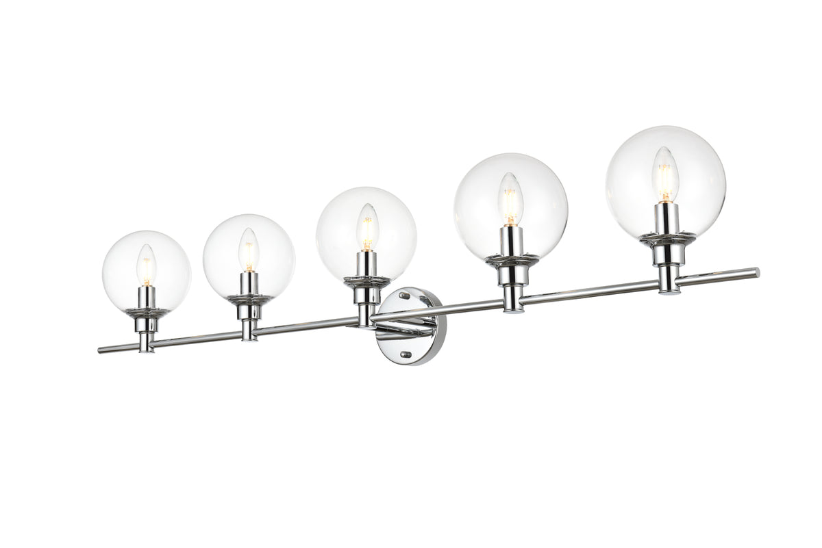Jaelynn 5 light Chrome and Clear Bath Sconce