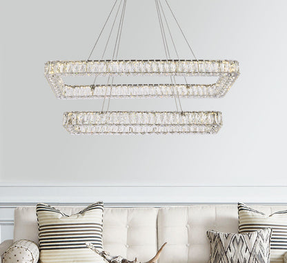 Monroe 42 inch LED double rectangle pendant in chrome