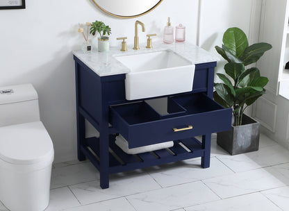 36 inch Single bathroom vanity in blue