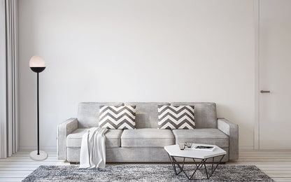 Eclipse 1 Light Black Floor Lamp With Frosted White Glass