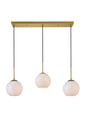 Baxter 3 Lights Brass Pendant With Frosted White Glass
