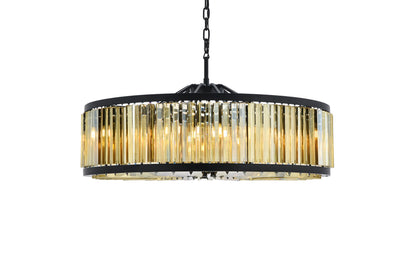 Chelsea 10 light Matte Black Chandelier Golden Teak (Smoky) Royal Cut Crystal