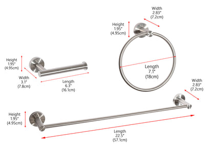 Alma 3-Piece Bathroom Hardware Set in Brushed Nickel