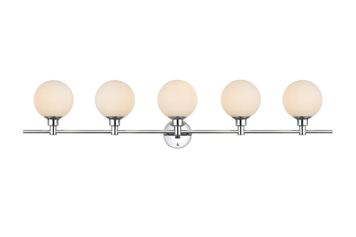 Cordelia 5 light Chrome and frosted white Bath Sconce