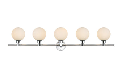 Cordelia 5 light Chrome and frosted white Bath Sconce