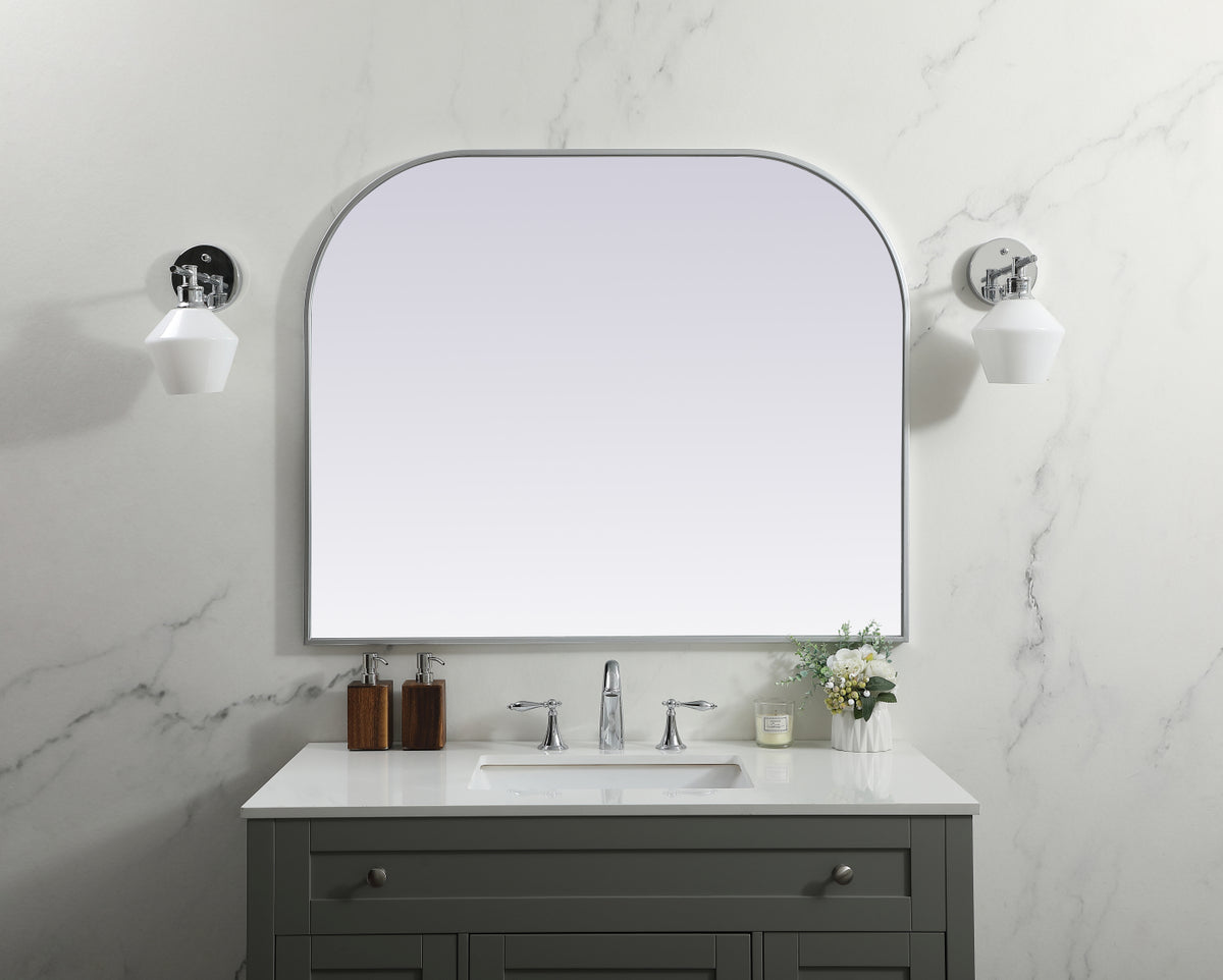 Metal Frame Arch Mirror 42x34 Inch in Silver