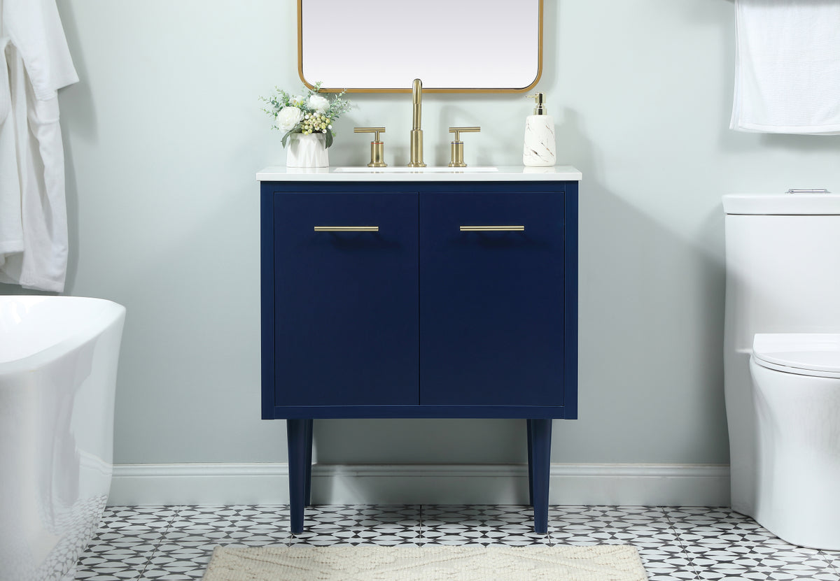 30 inch Single bathroom vanity in blue