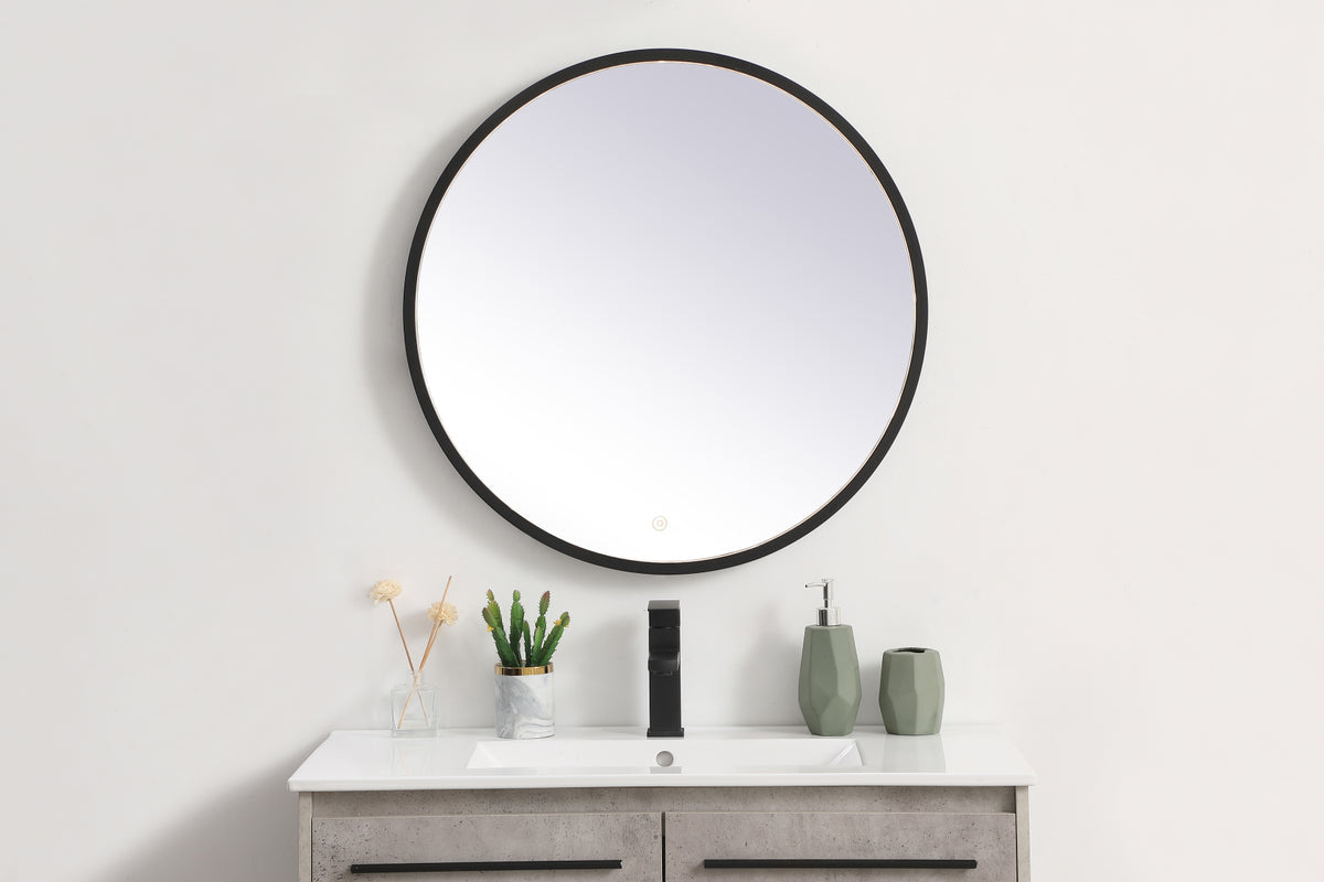 Pier 28 inch LED mirror with adjustable color temperature 3000K/4200K/6400K in black