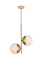 Eclipse 2 Lights Brass Pendant With Frosted White Glass