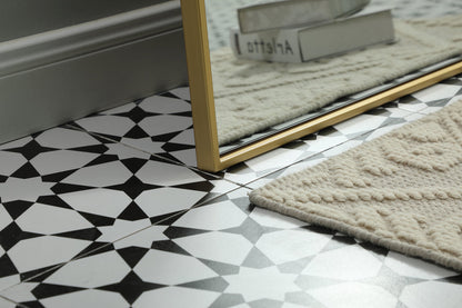 Metal Frame Arch Full Length Mirror 35x66 Inch in Brass