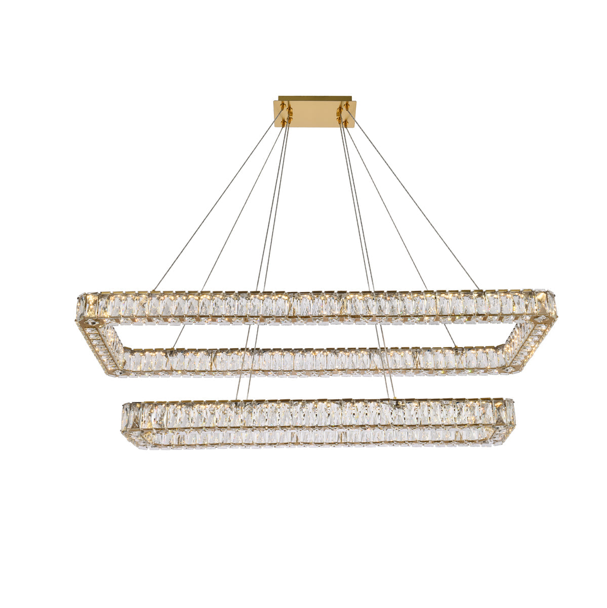 Monroe 50 inch LED double rectangle pendant in gold