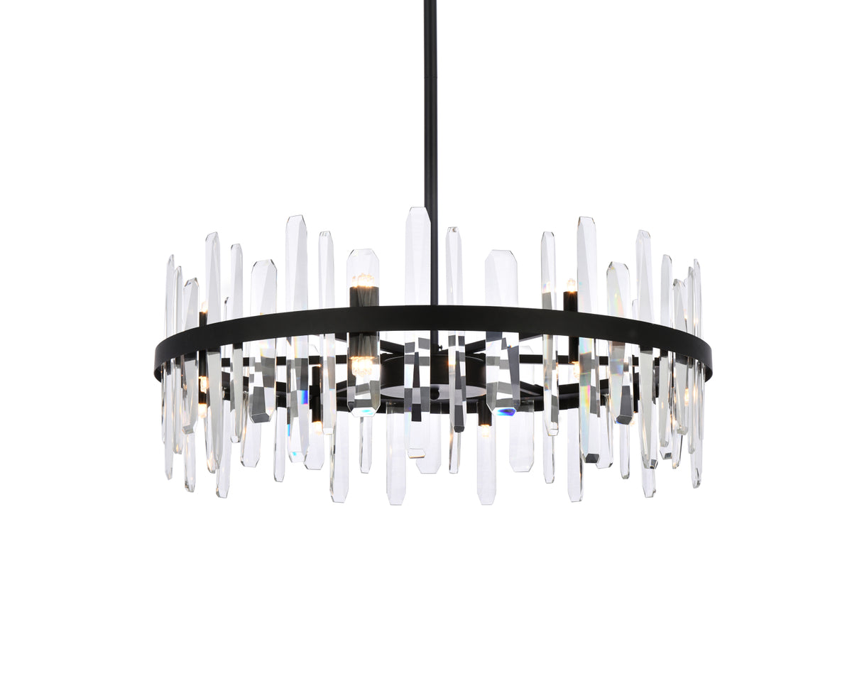 Serena 32 inch crystal round chandelier in black
