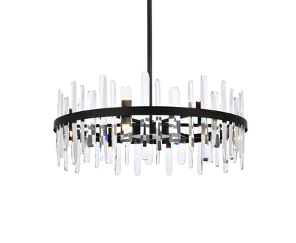 Serena 32 inch crystal round chandelier in black
