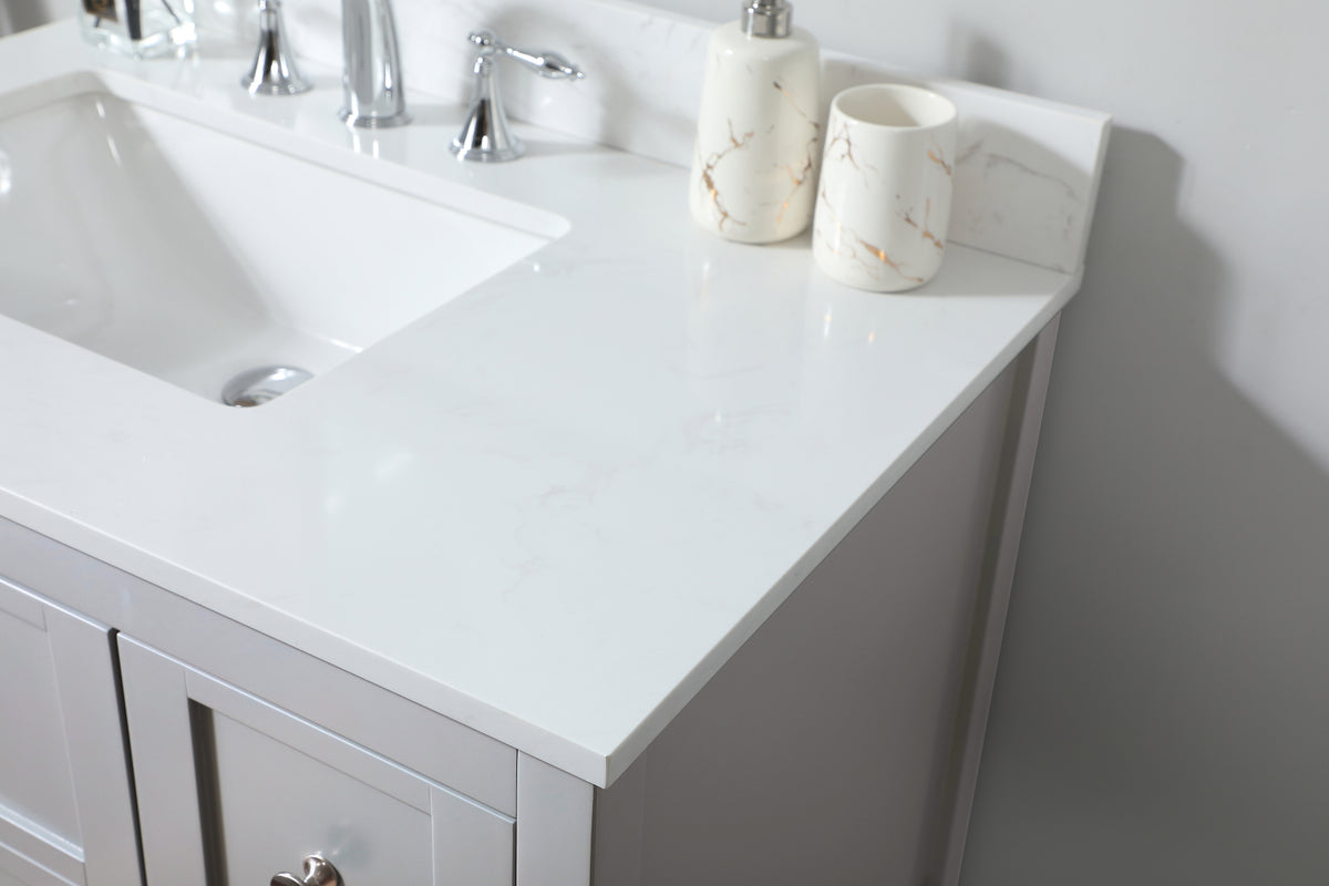 32 inch Single bathroom vanity in grey with backsplash