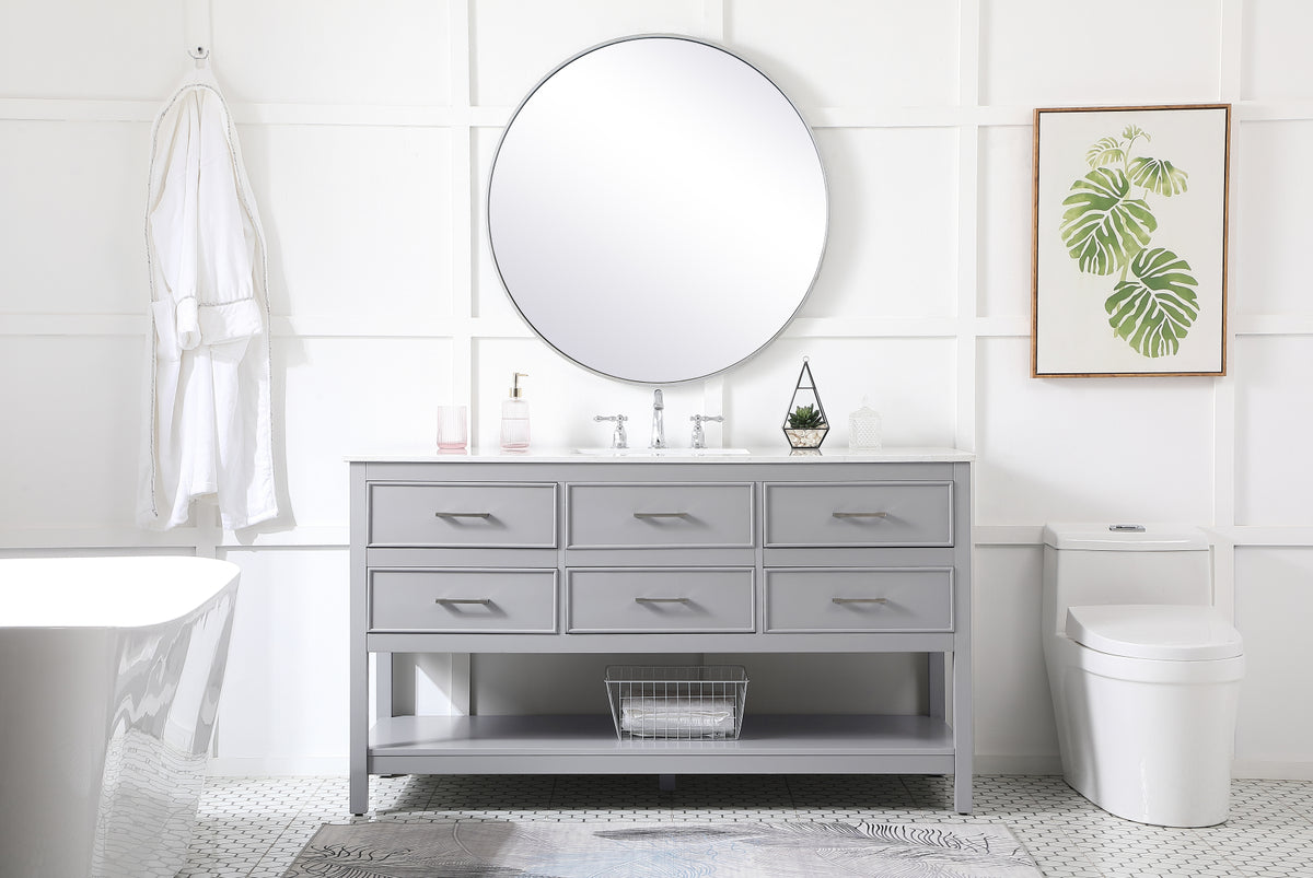 60 inch Single bathroom vanity in gray