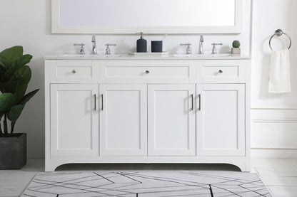 60 inch Double Bathroom Vanity in White