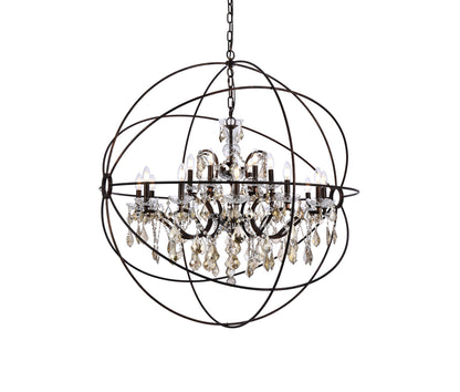 Geneva 18 light Dark Bronze Chandelier Golden Teak (Smoky) Royal Cut crystal
