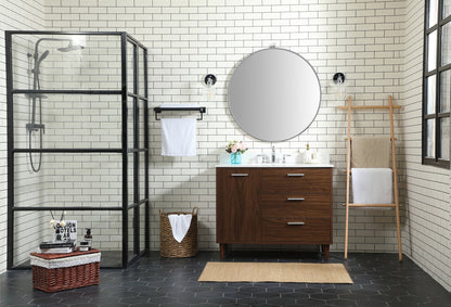 42 inch bathroom vanity in Walnut with backsplash