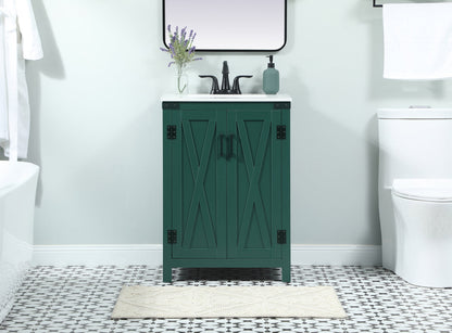 24 inch Single bathroom vanity in green