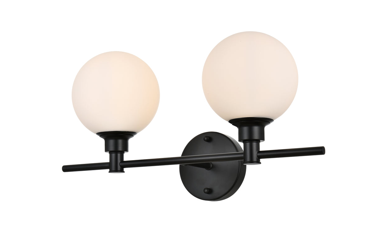 Cordelia 2 light Black and frosted white Bath Sconce