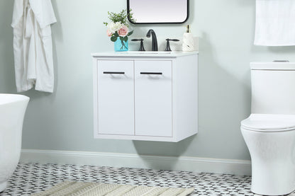 24 inch Single bathroom vanity in white with backsplash