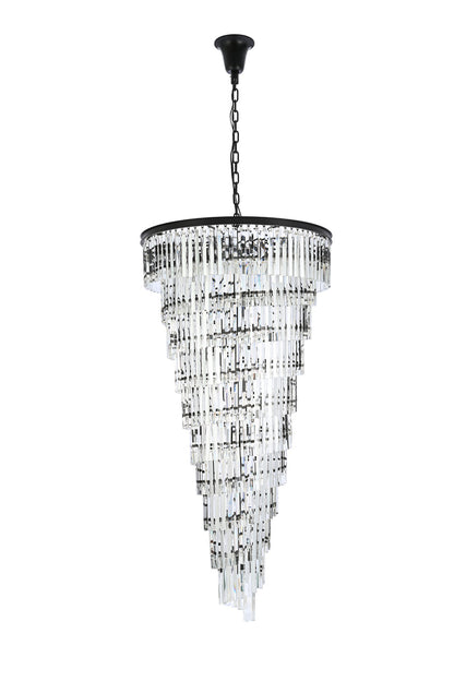 Sydney 36.5 inch spiral crystal chandelier in matte black