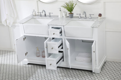 60 inch double bathroom vanity in white