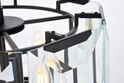 Monaco 4 light Flat Black (Matte) Pendant Clear Glass Crystal