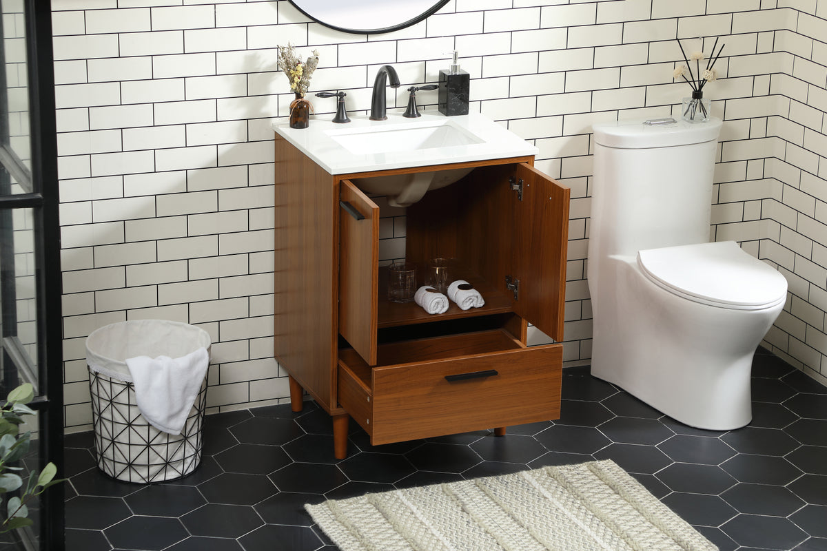24 inch bathroom vanity in Teak
