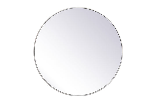 Metal frame round mirror 39 inch in silver