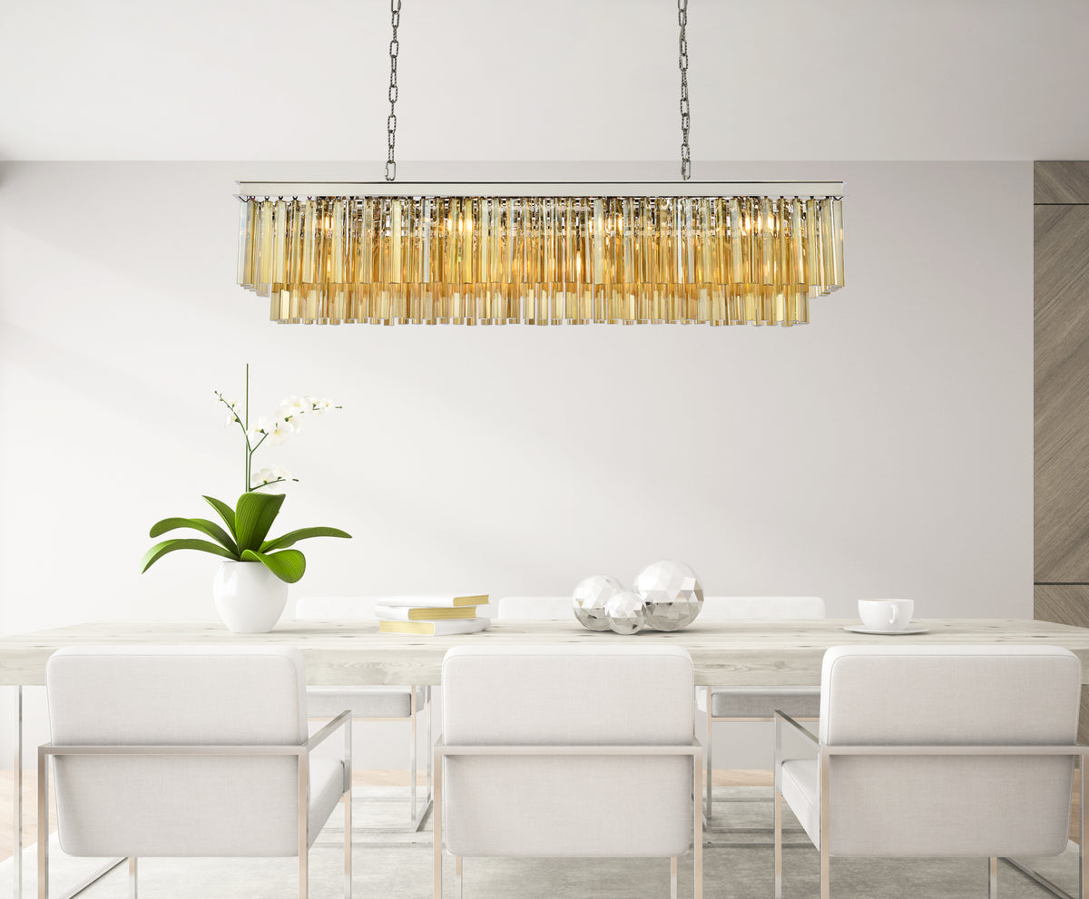 Sydney 12 light polished nickel Chandelier Golden Teak (Smoky) Royal Cut Crystal