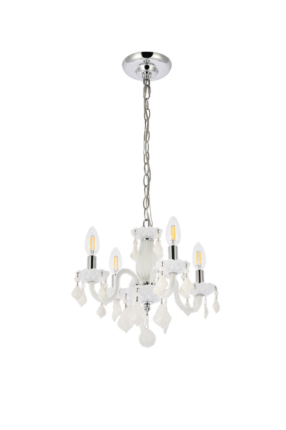 Rococo 4 light white Pendant White Royal Cut Crystal