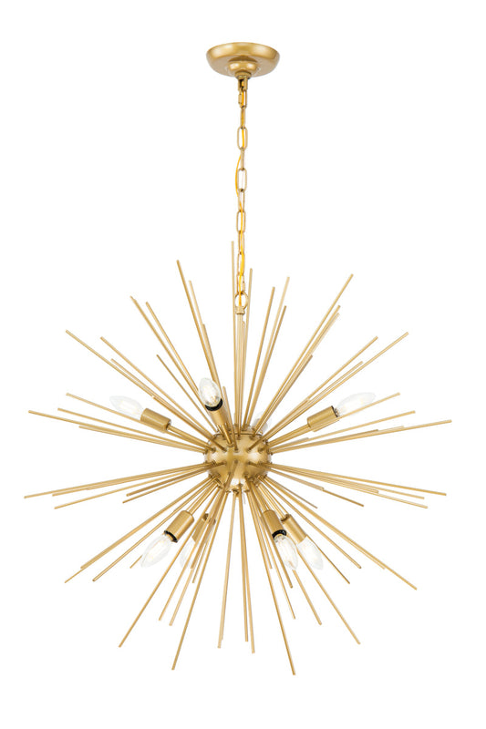 Timber 8 light Brass pendant
