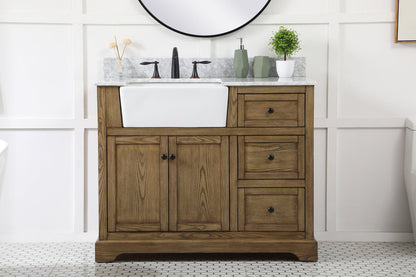 42 inch Single bathroom vanity in driftwood with backsplash