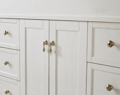 42 inch Single Bathroom vanity in Antique White with ivory white engineered marble