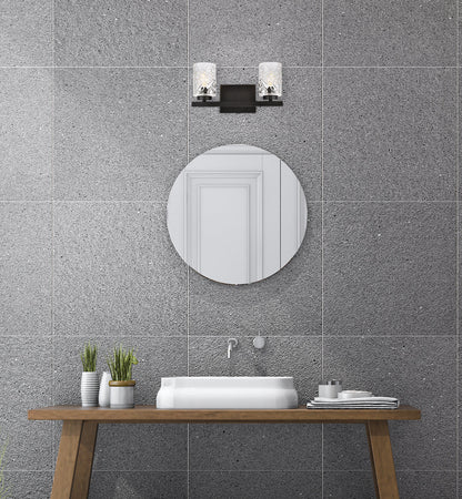 Cassie 2 lights bath sconce in black with clear shade