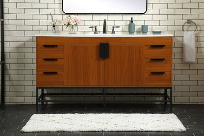 60 inch Single bathroom vanity in teak