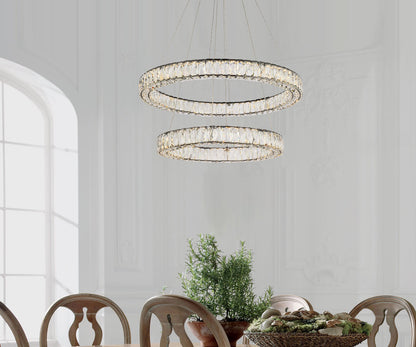 Monroe 32 inch LED double ring chandelier in black