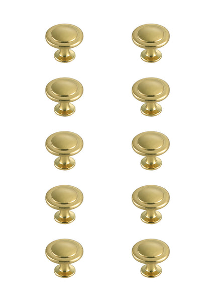 Logyn 1.3" Diameter Brushed Gold Mushroom Knob Multipack (Set of 10)