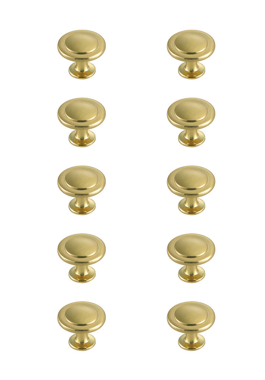 Logyn 1.3" Diameter Brushed Gold Mushroom Knob Multipack (Set of 10)