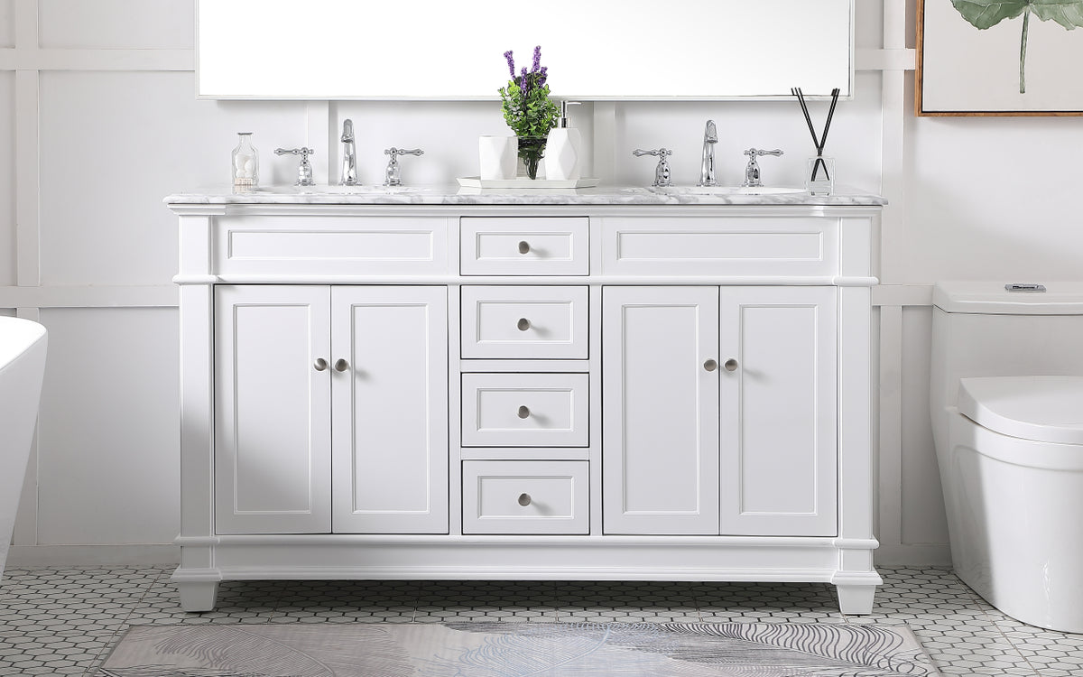 60 inch Double Bathroom Vanity set in White