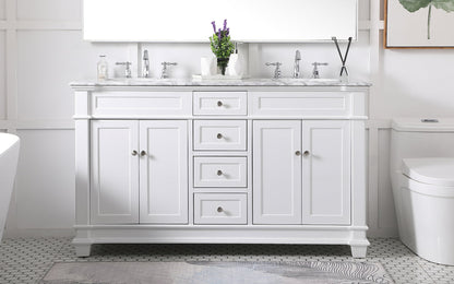 60 inch Double Bathroom Vanity set in White