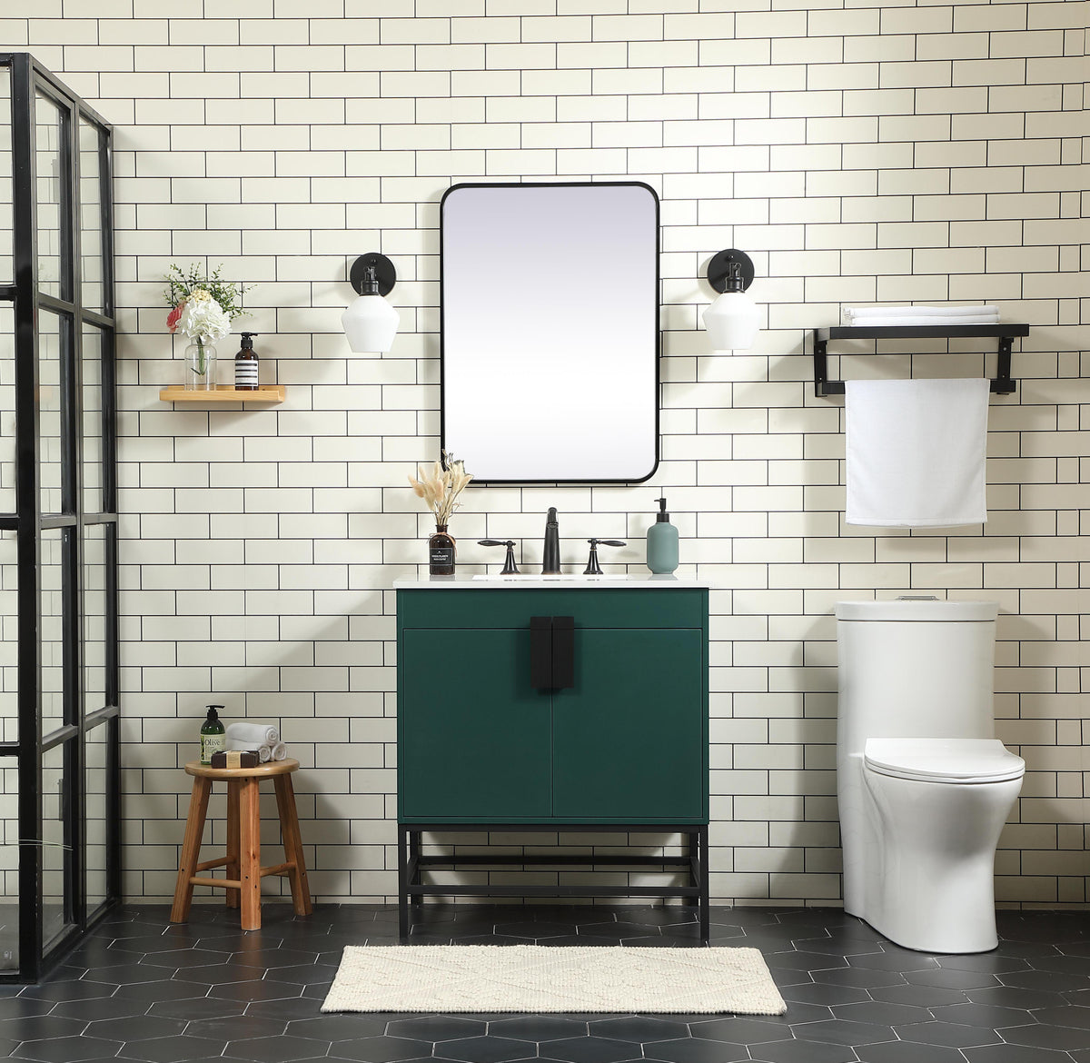 30 inch Single bathroom vanity in green