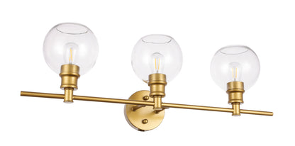 Collier 3 light Brass and Clear glass Wall sconce