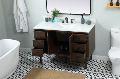48 inch Single bathroom vanity in walnut with backsplash