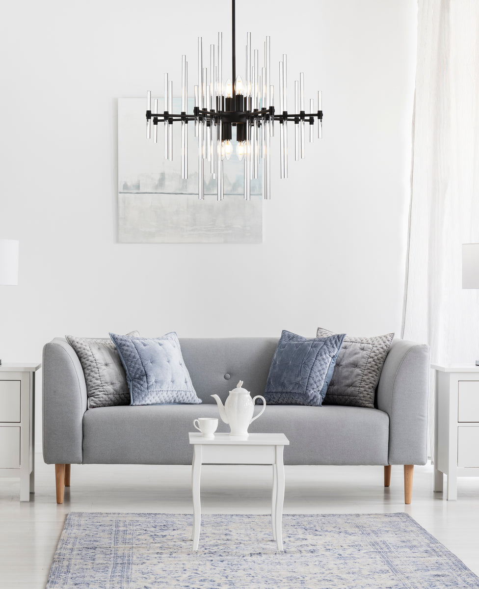 Sienna 27 inch crystal rod pendant in black