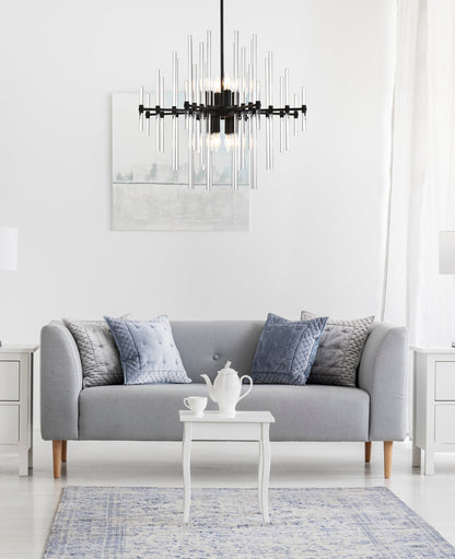 Sienna 27 inch crystal rod pendant in black