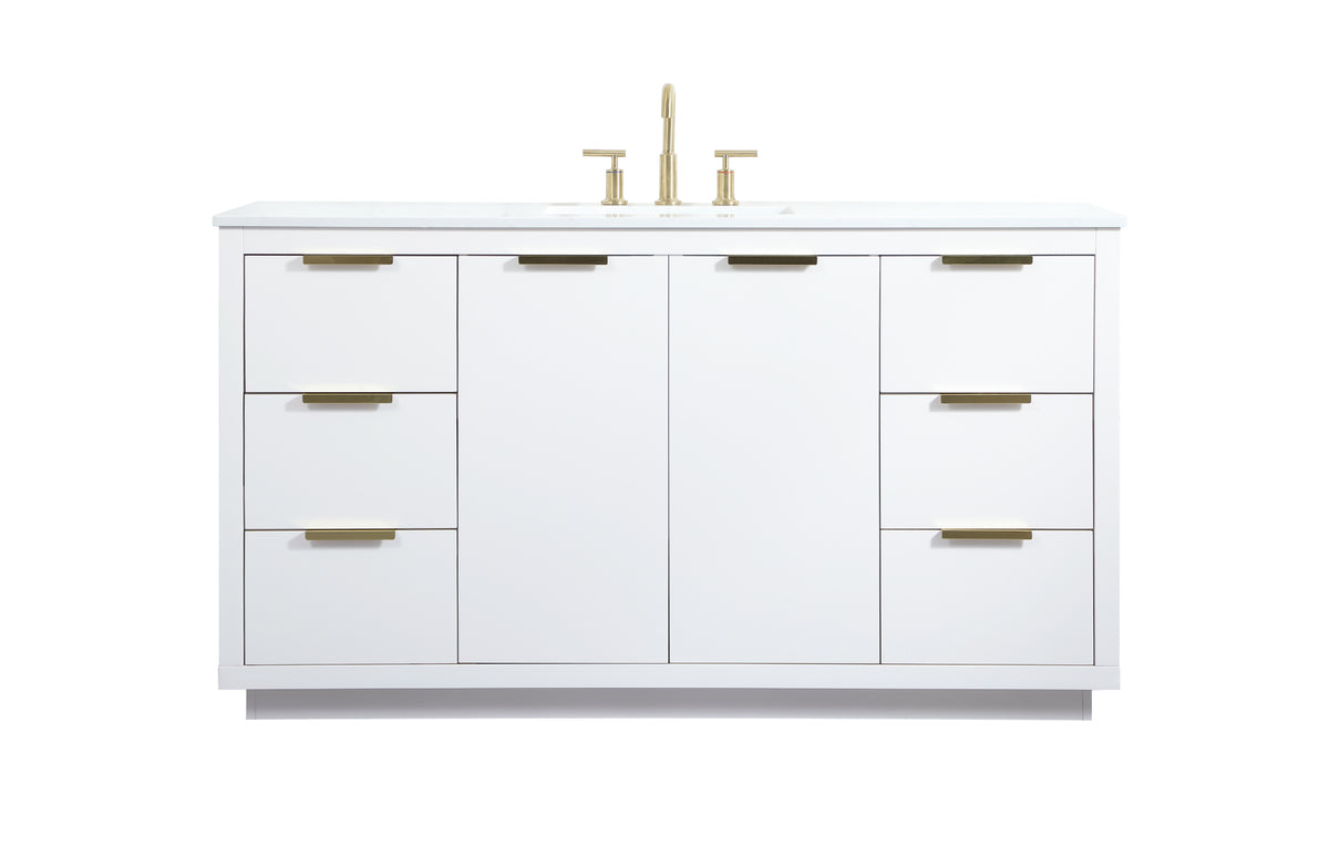 60 inch Single bathroom vanity in white